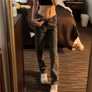 Grey straight leg jeans